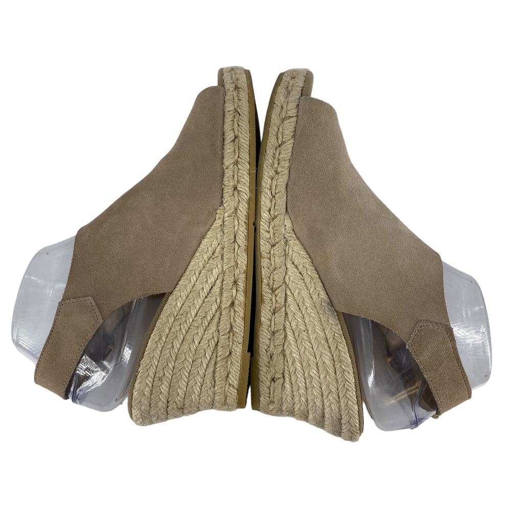 Women's KANNA Size 39 Beige Suede Wedge Espadrille Sling Back Sandals Peep Toe - Picture 8 of 13